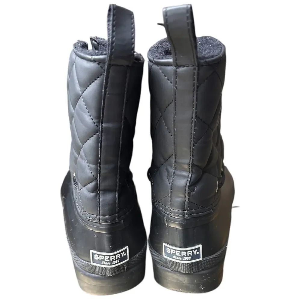 Sperry Quilted Black Waterproof Duck Boots Women’s Size 9